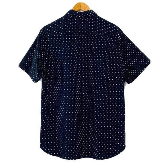 Denim & Flower Ricky Singh Mens size Large Button Front S/S Shirt Navy Polka Dot - Picture 2 of 10